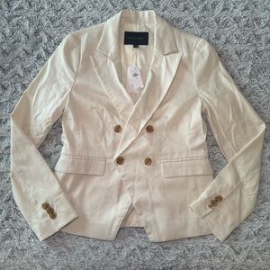 Banana Republic Cream White Double-Breasted Linen Summer Blazer XS NWT New!